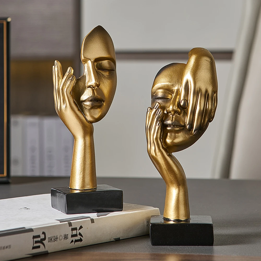 

Statue Abstract Resin Desktop Ornaments Sculpture Miniature Figurines Face Character Nordic Art Crafts Office Nodic Home Decor