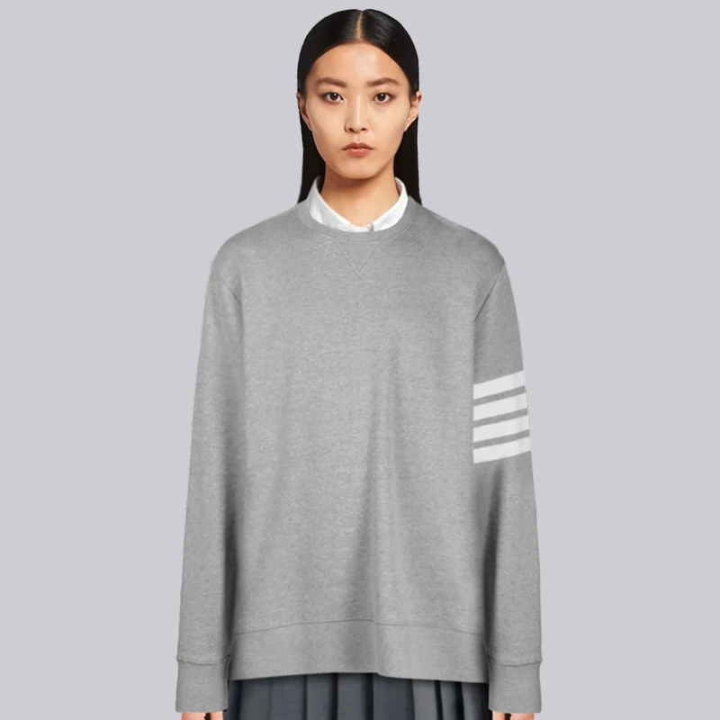 

TB THOM Men's Sweatshirt Autumn Winter Keep Warm Soft Pullover Fashion Brand Classics 4-bar Stripe Design Cotton Male Tops