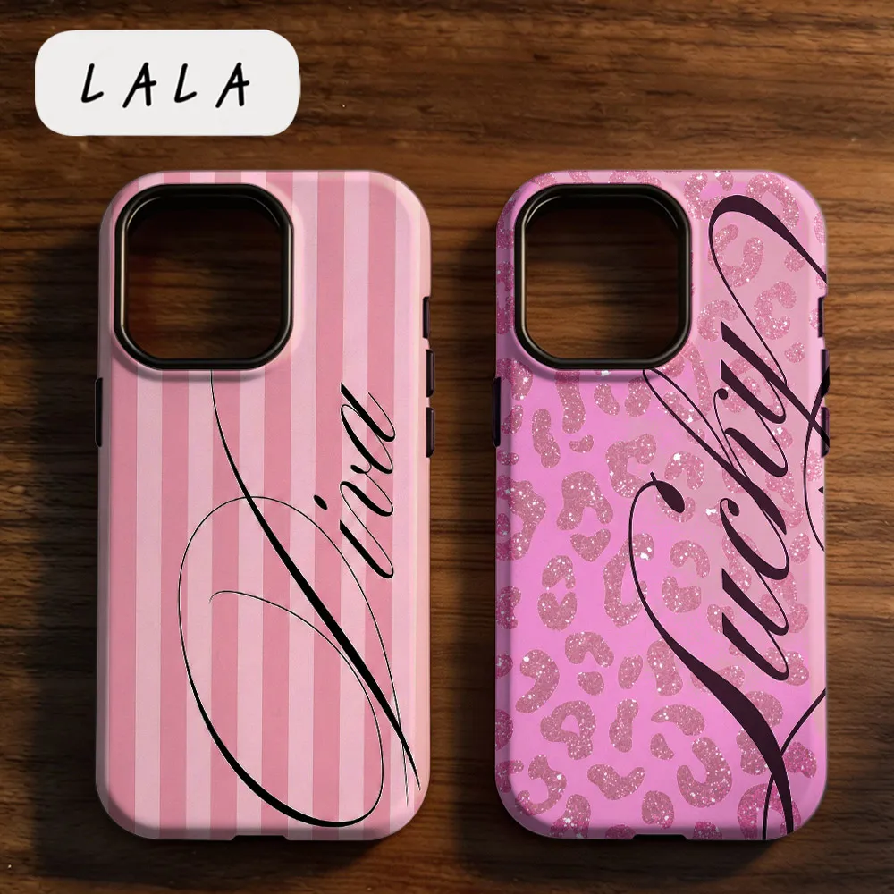 Фото Чехол LALA Pink lace leopard для iPhone 17, 17e, 16, 15, 14, 13, 12, 11, X, XS, XR, XSMAX, 7, 8, Air, Pro, Max, Plus, двухслойная задняя крышка №2