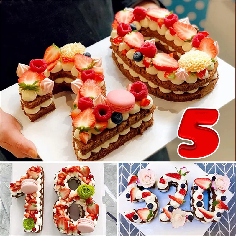 Большие 3D формы для торта с цифрами силиконовые выпечки на день рождения и