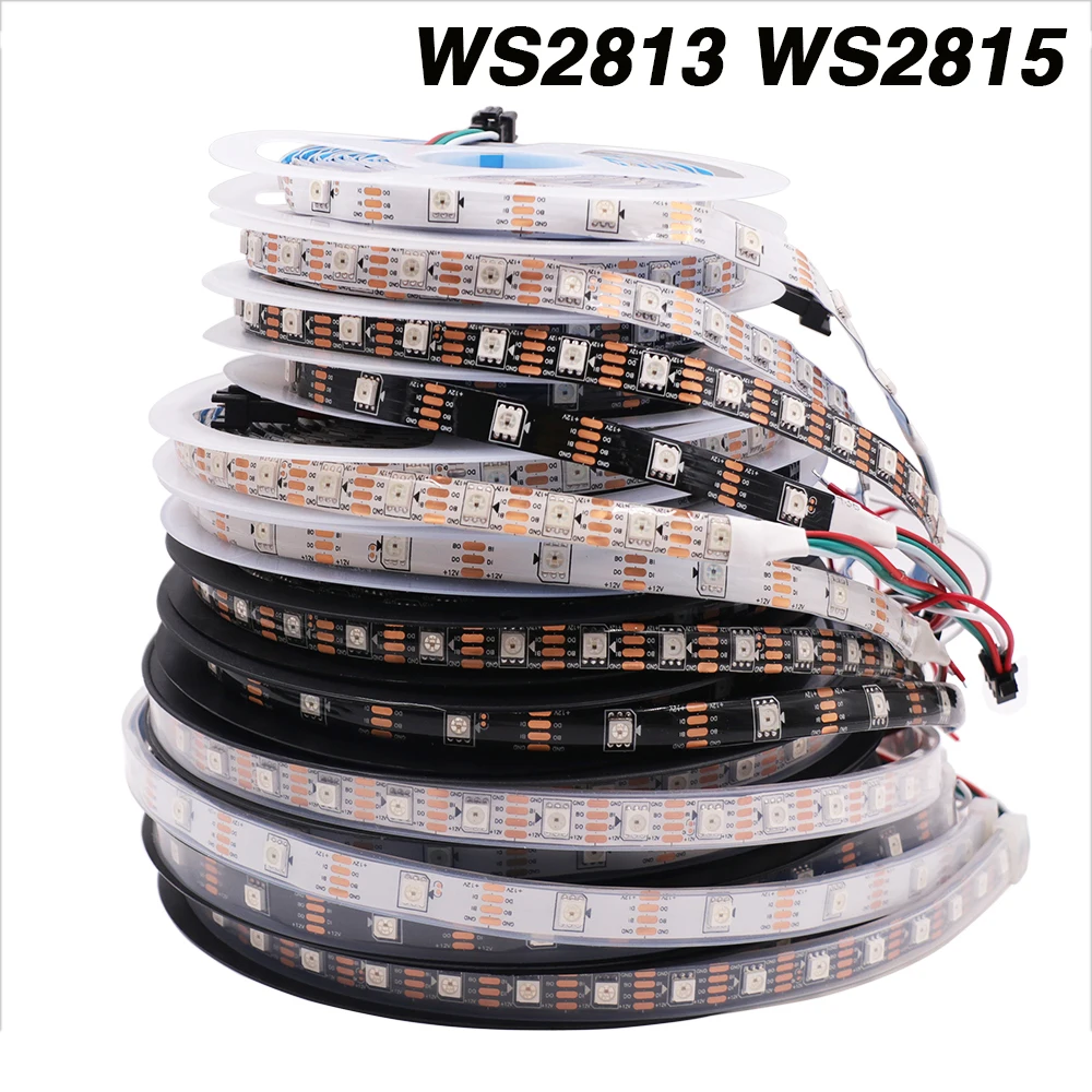 WS2813 WS2815 Individually Addressable 30/60/144pixels/Leds/M Tape Light DC 5V 12V IP30/65/67 RGB Dream Color LED Strip