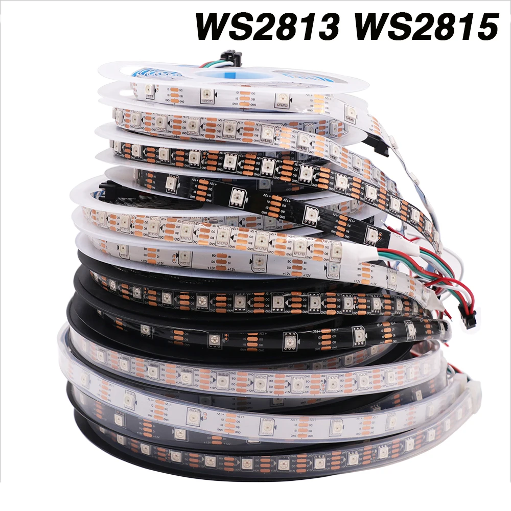

WS2813 WS2815 Individually Addressable 30/60/144pixels/Leds/M Tape Light DC 5V 12V IP30/65/67 RGB Dream Color LED Strip