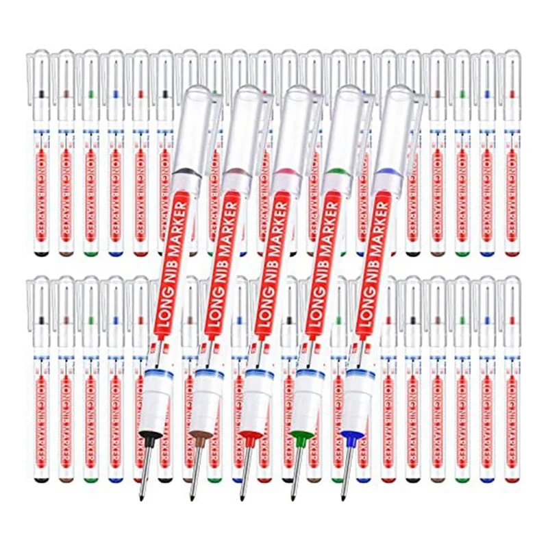 

60Pcs Multipurpose Deep Hole Marker Pens Marker Deep Colorful Marker Pen For Woodworking Hardware Decoration Construction