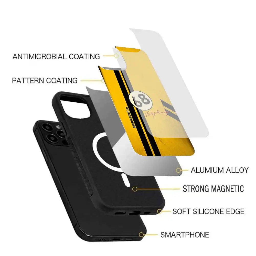 Фото Cool-68-V-vintage-R-racingS Armadura De For Magsafe Funda De Carga Inalámbrica Magnética Para For IPhone 11 12 13 14 15 16 17 P №4