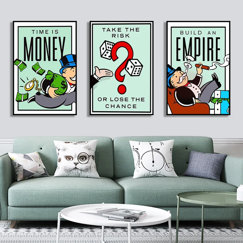 

Monopoly Time Is Money Picture Decoration Mural Inspirational Poster Canvas Painting and Room Wall Art Prints Modern Home Decor