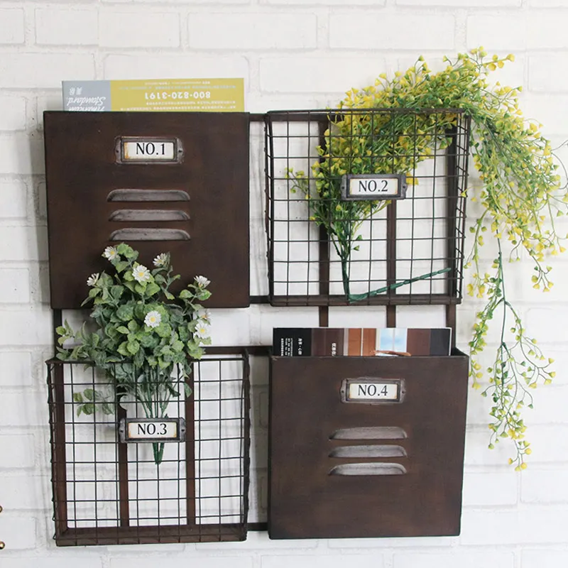 

Industrial Wind Wrought Iron Magazine Rack Home Decoration Wall Hanging Magazine Storage Wall Decoration Coffee Shop Storage