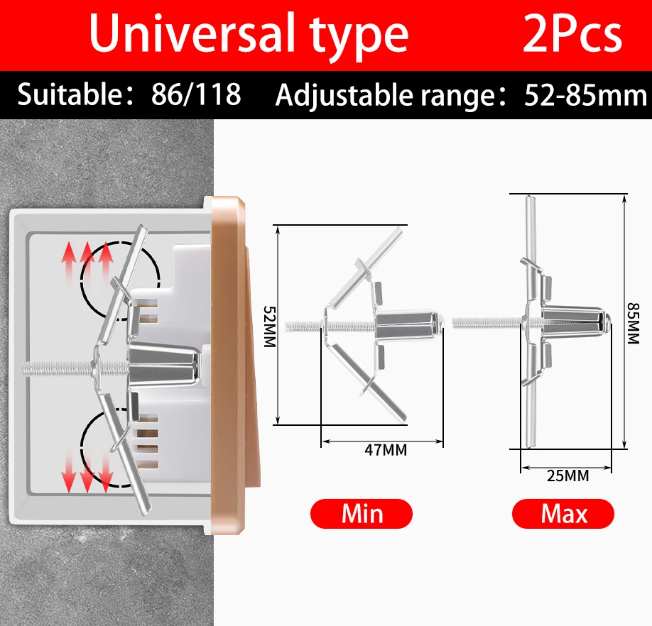 

2/6/10 шт. 86/118 универсальный ремонтник кассет темная коробка винт вилка переключатель стальная розетка фиксированная стена замена опорного стержня электрика