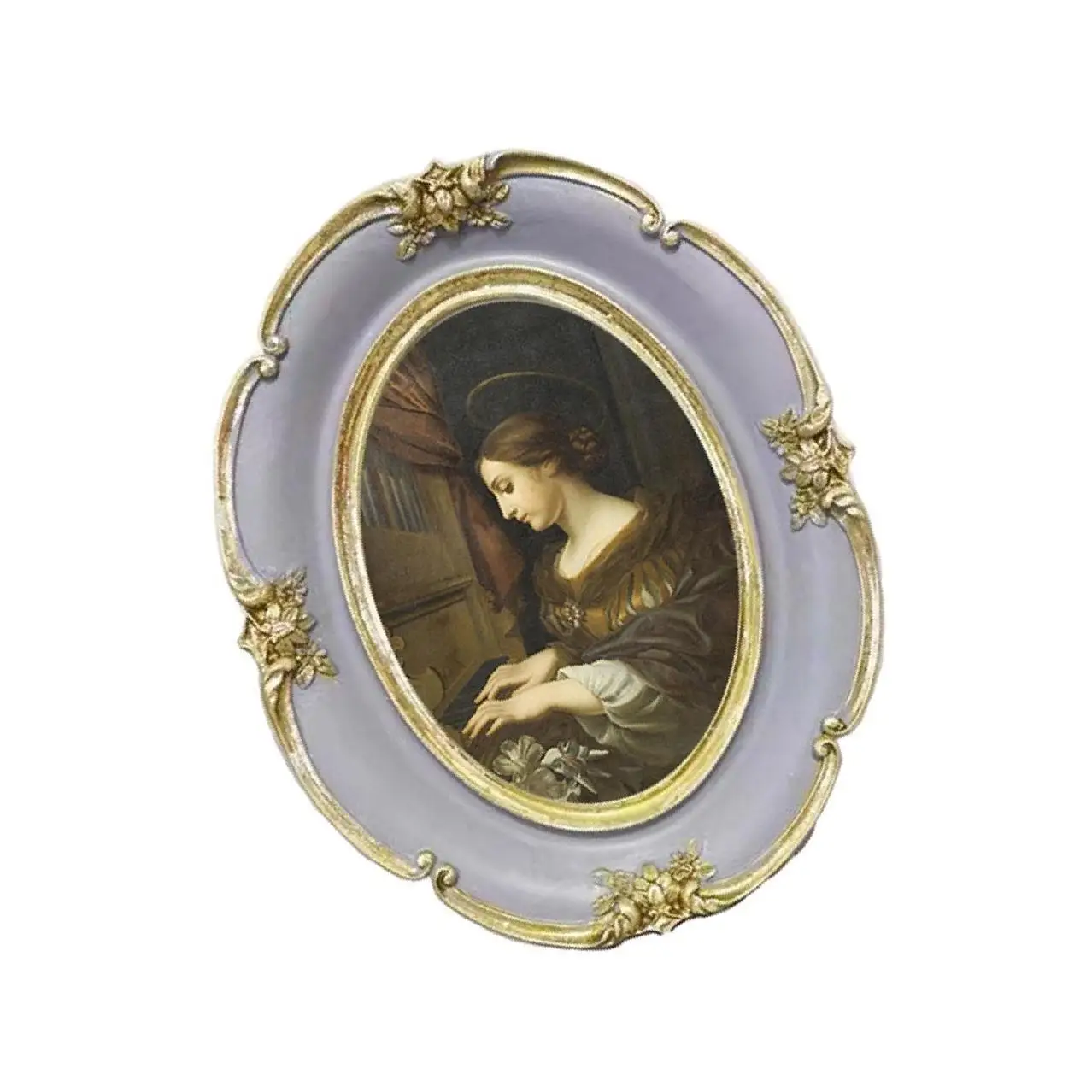 

Resin Flower Photo Frame Oval Shape Antique Frames for Wedding Home