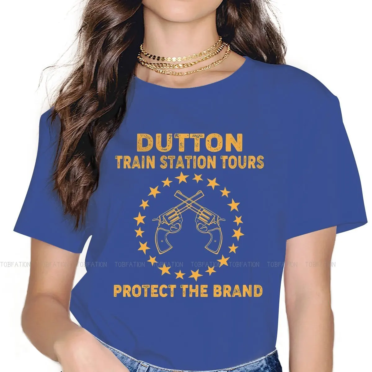 

Dutton Train Station Tours Orange Newest TShirts Yellowstone Female Graphic Tops T Shirt Round Neck Oversized