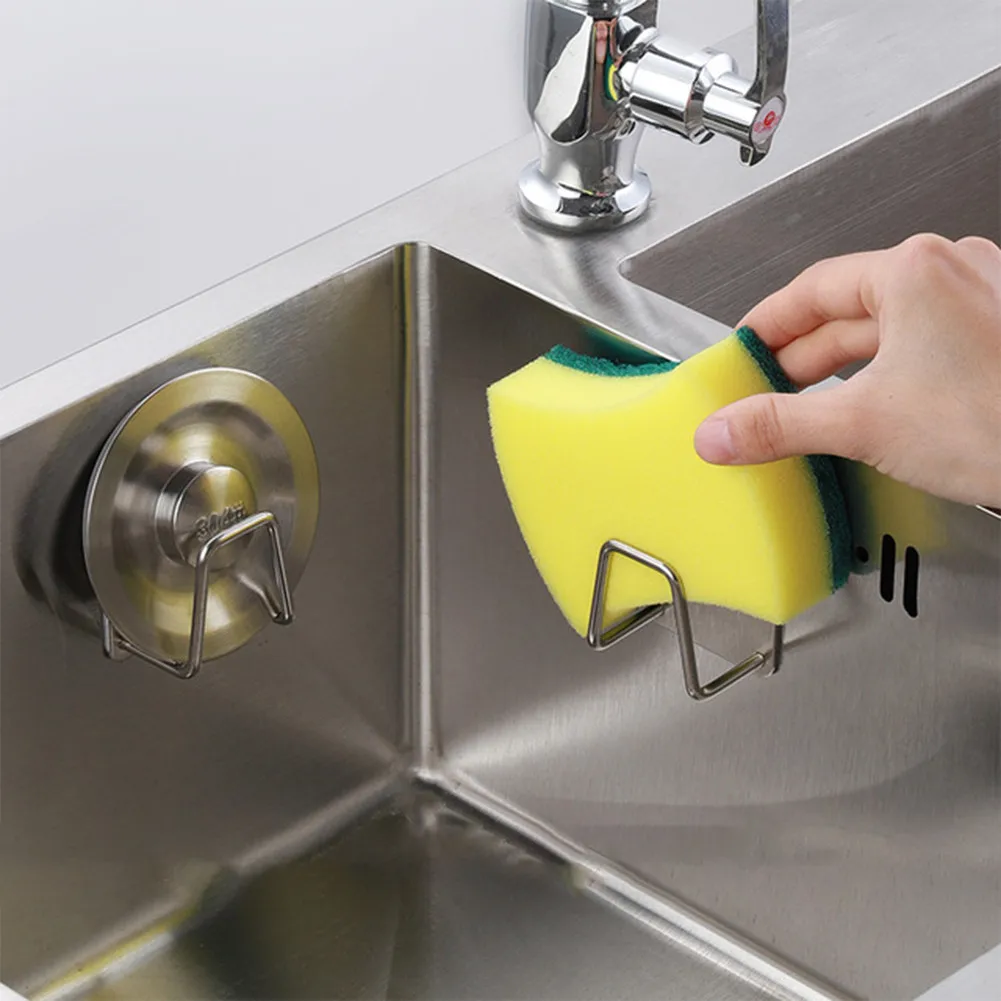 

3PCS Bathroom Accessories Adhesive Holders Stainless Steel Sponge Holder Waterproof Drain Storage Rack Shelf Home Organization