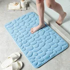 Тисненый коврик для ванной из булыжника, Нескользящие коврики в стиле экородная кожа, напольный коврик для душевой комнаты, коврик с эффектом памяти, синий ковер