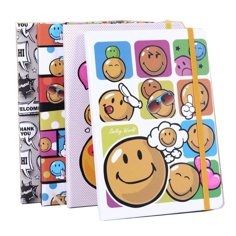 A5 Creative Notebook Strap Hardcover Memo Pad Color Edge Notepad Stationery Kawaii Learning Sketchbook 160P Agenda Planner