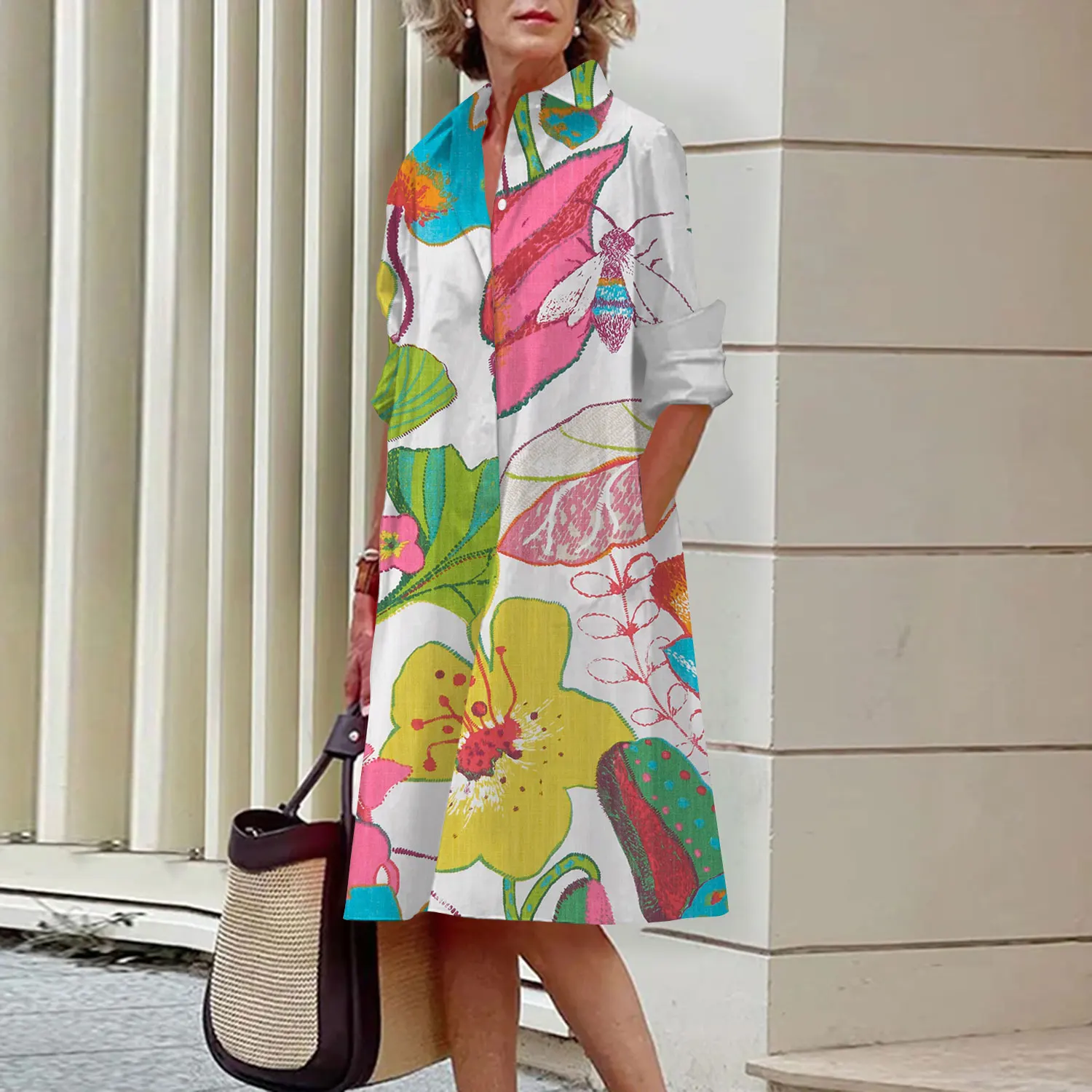 

Блузка женская в горошек, пикантная Свободная Повседневная рубашка с отложным воротником и карманами, тренд лета 2023