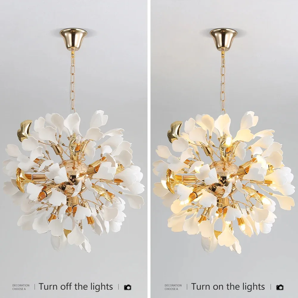 Современные подвесные светильники с листьями гинкго для спальни ванной комнаты