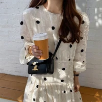 chiffon polka dot long sleeve maxi dress a line spring 2022 summer off white robe vintage korean women elegant vestido de mujer
