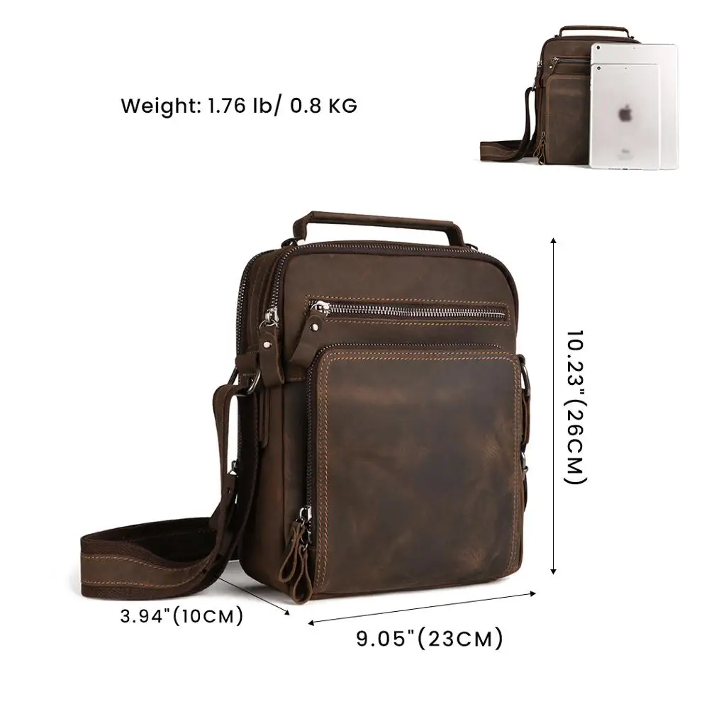 SPIDOR New Genuine Leather Men Vintage Handbags Small Flap Men's Shoulder Bag Casual Office Messenger Bags Fashion Crossbody Bag