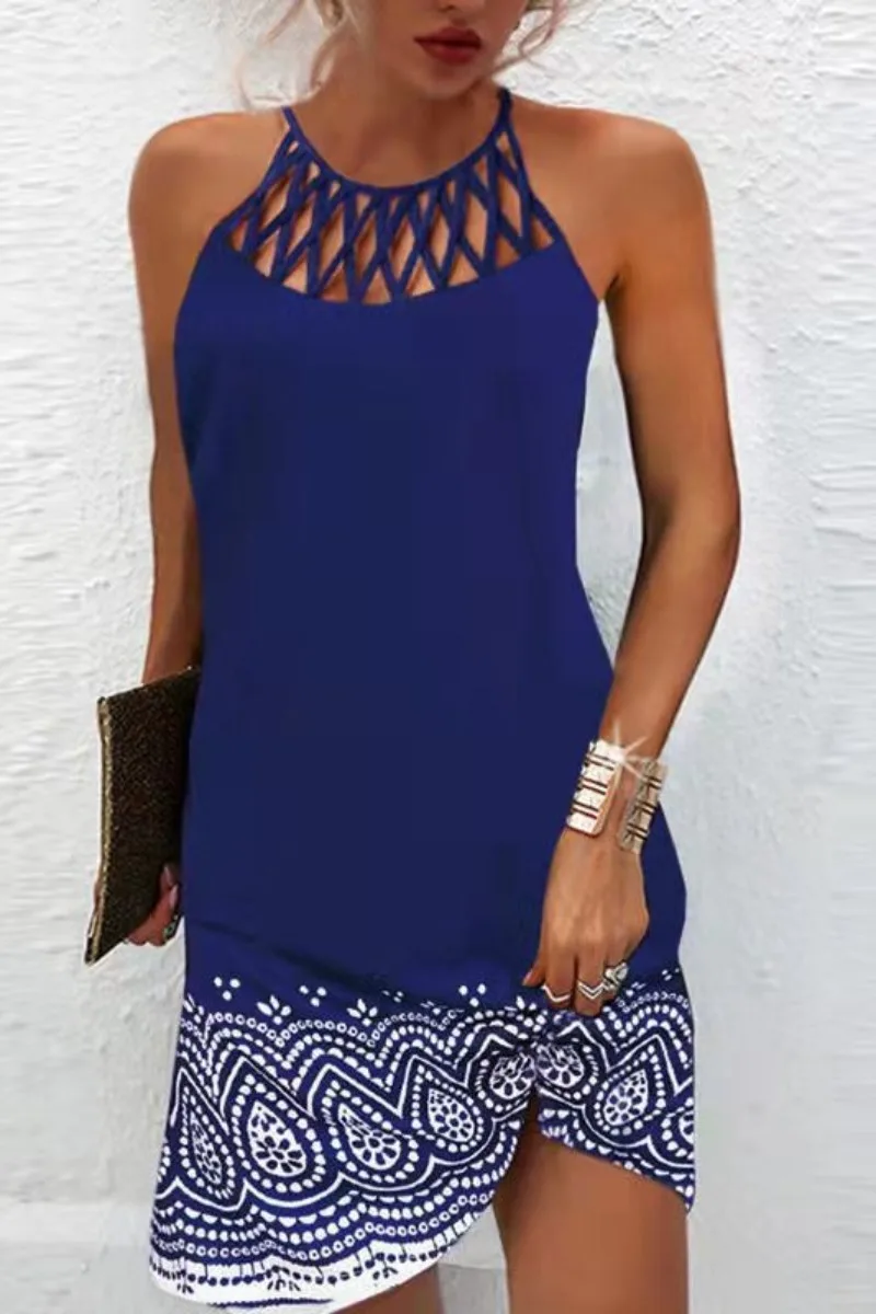 

Женское платье-скимпер без рукавов, с круглым вырезом и леопардовым принтом, ажурный цветок, лето 2022