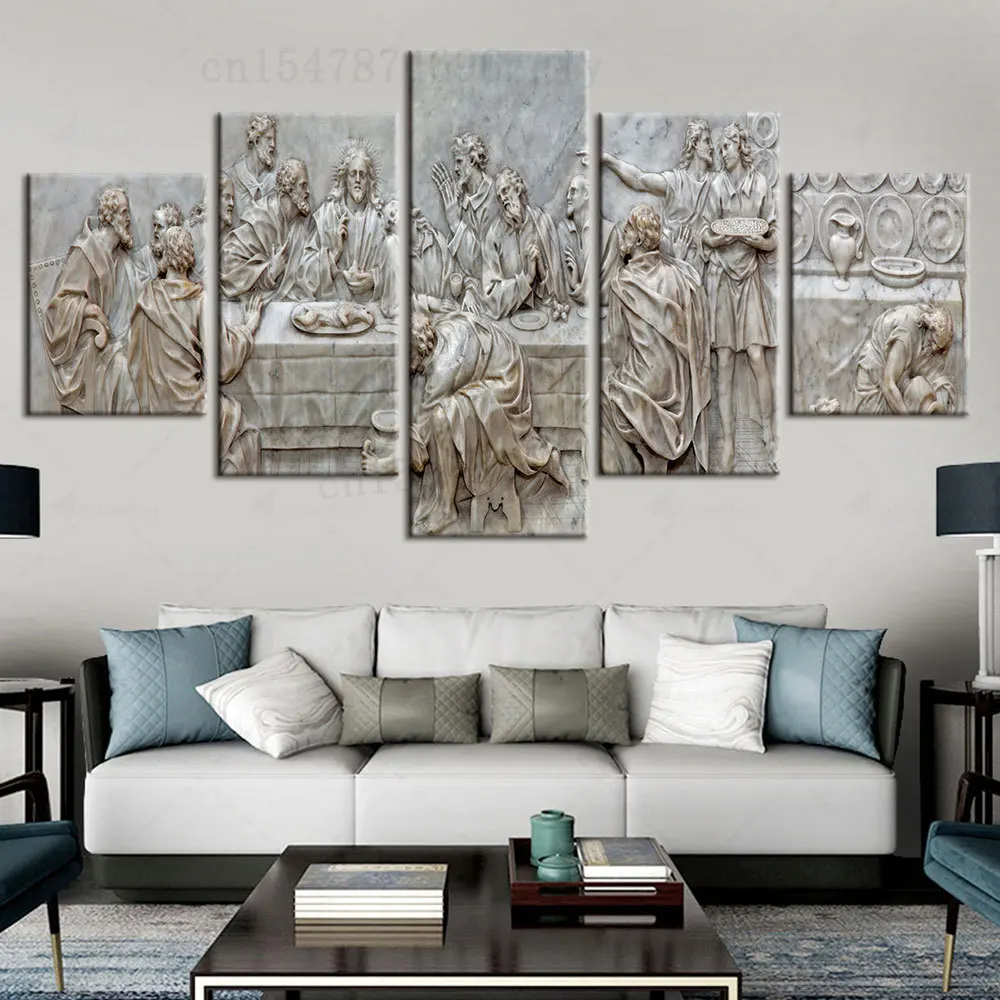 

Настенный постер на христианском холсте, 5 панелей, домашний декор для гостиной, картины на холсте, искусство религии, HD печать на стене без рамки