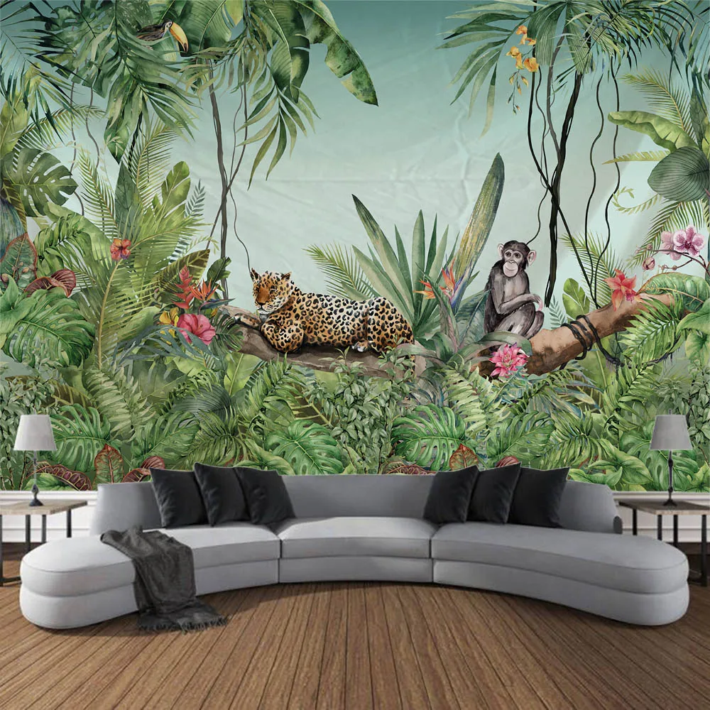 

Tapestry plant animal wall mounted hippie yoga mat beach bed sheet tablecloth bedroom wall art decoration tropical rainforest