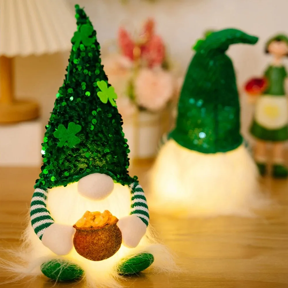 

Pendant Home Decoration Led Light Up Saint Patrick Irish Gnomes St Patrick's Day Faceless Doll Dwarf Doll