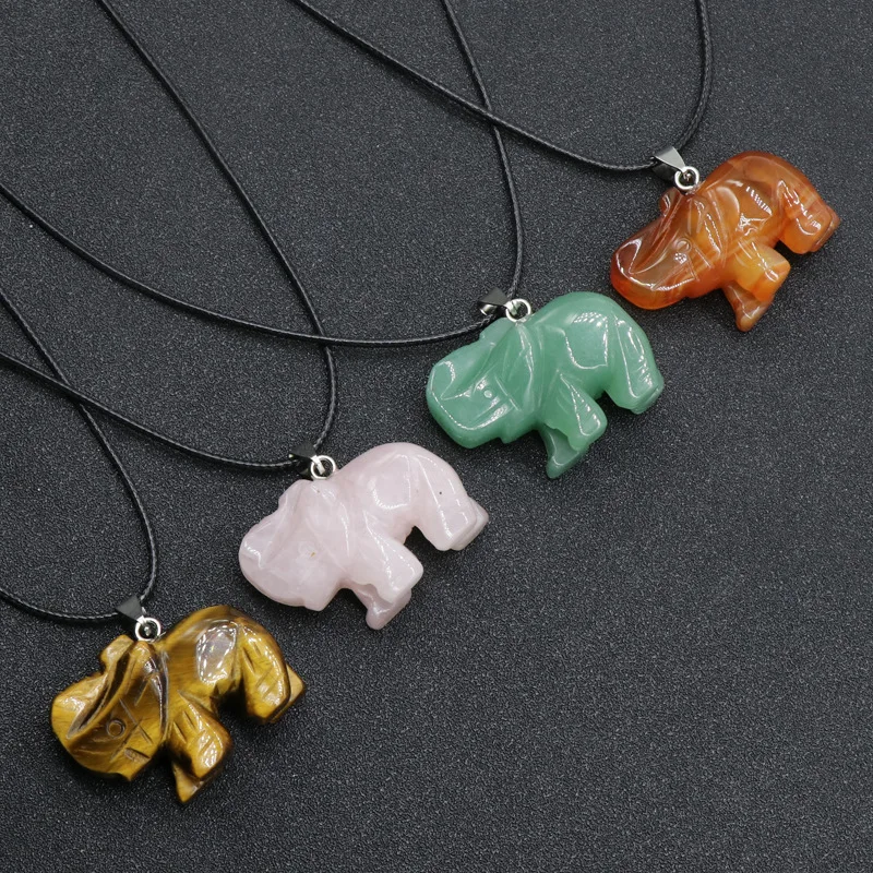 

Ожерелье с подвеской в виде слона из хрустального Агата для женщин и девочек