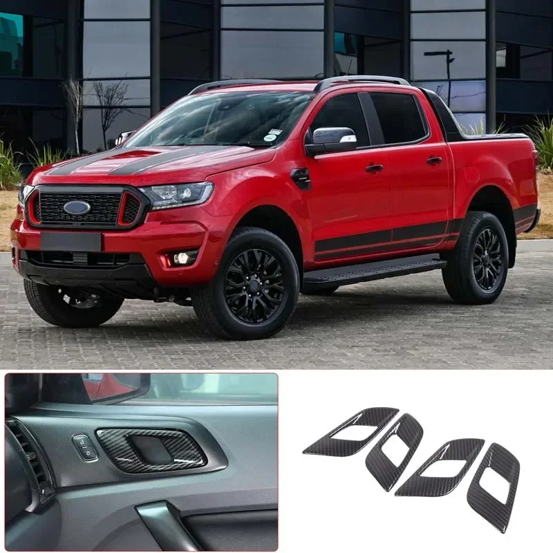 4 шт. внутренняя ручка из углеродного волокна для 2015-2021 Ford Ranger ABS
