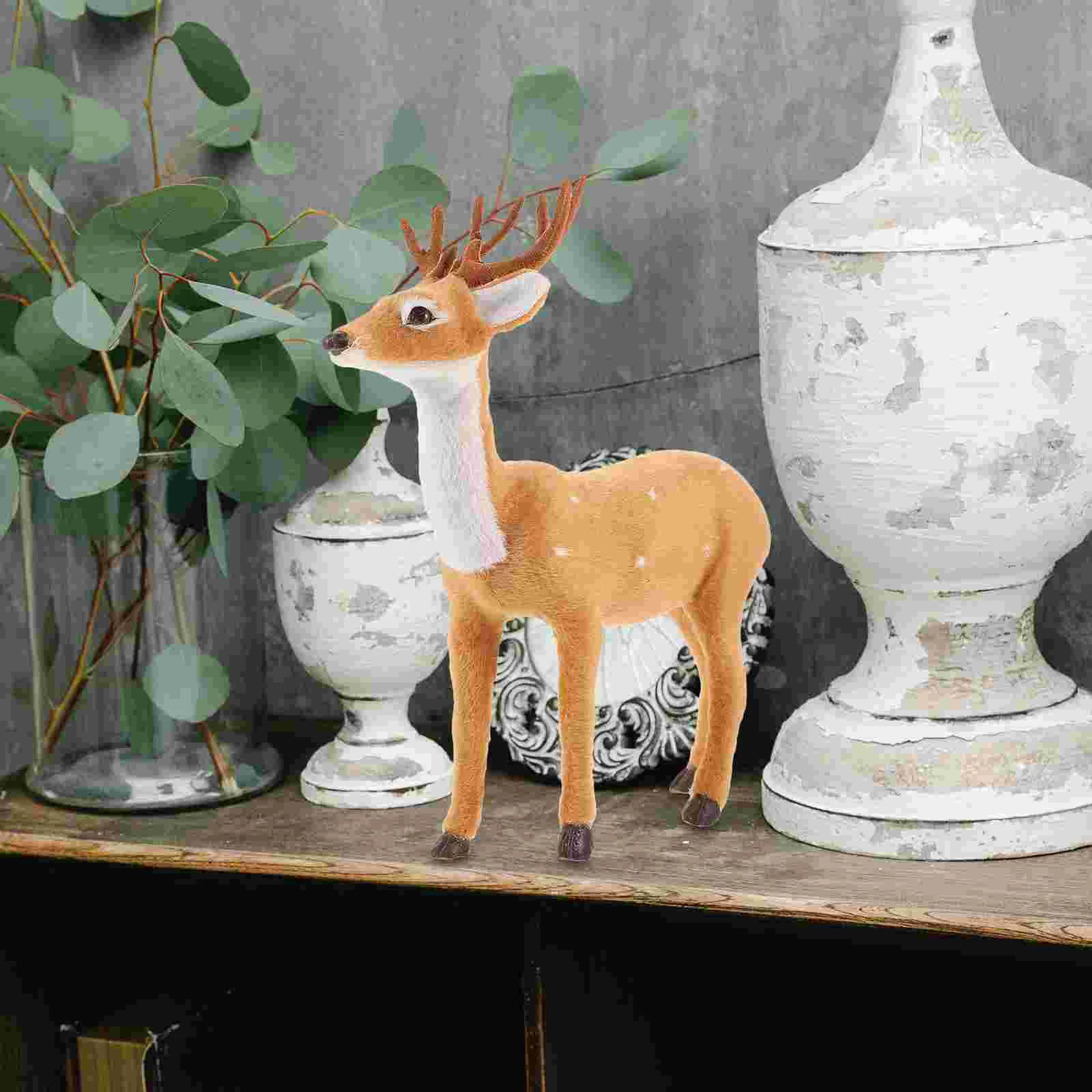 

Christmas Elk Figurines Plastic Reindeer Figures Deer Statues Elk Sculpture Ornaments