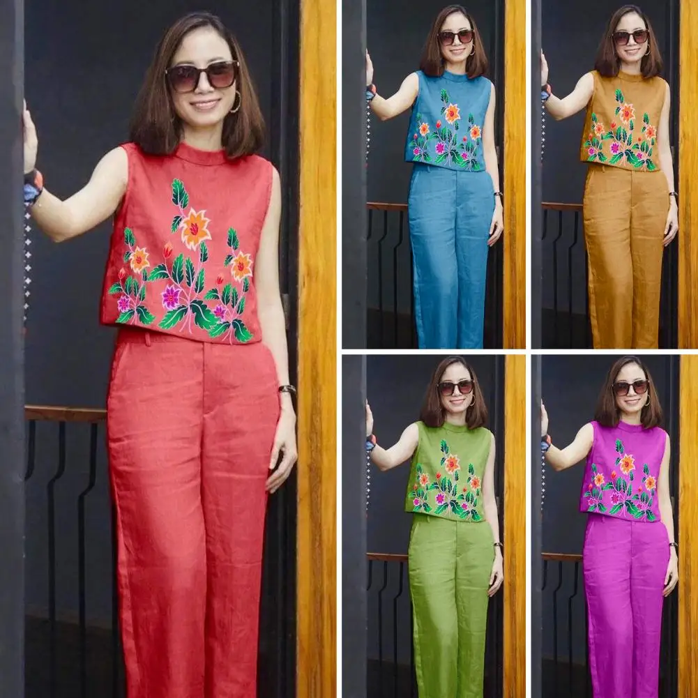 

Комплект одежды женский из 2 предметов, красивый топ и штаны с карманами, жилет и брюки, Свободный Топ с глубоким шаговым швом, повседневная о...