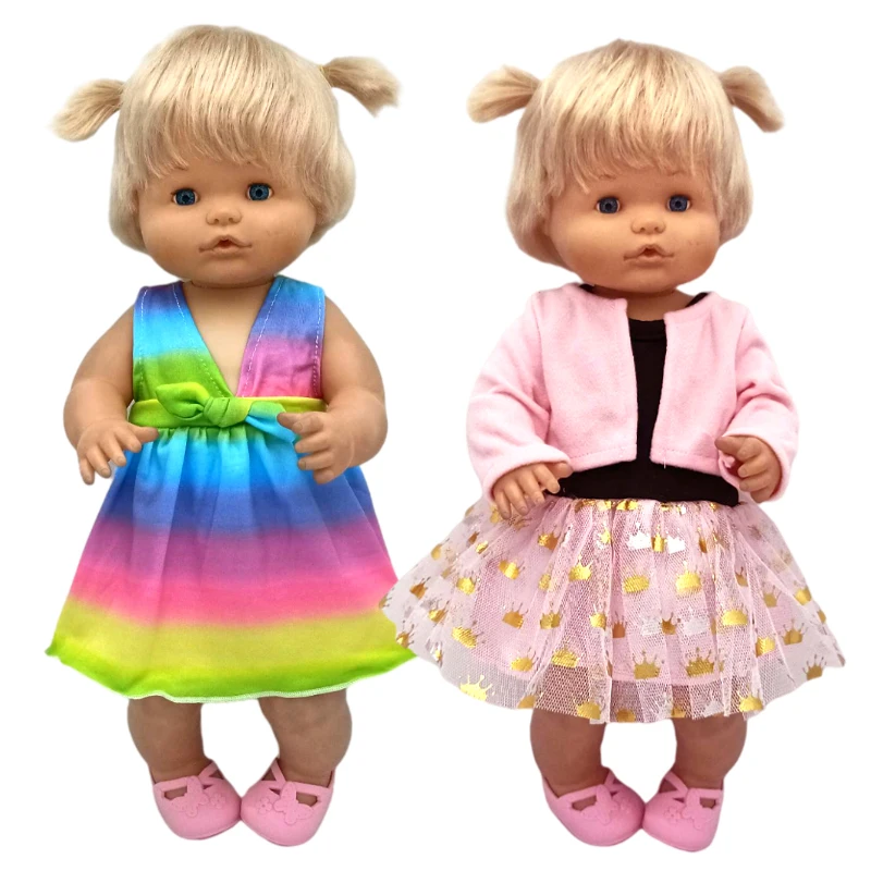 

40cm Nenuco Rainbow Dress 16 Inch Baby Doll Coat Pink Color Children Girl's Gift Toys Clothes