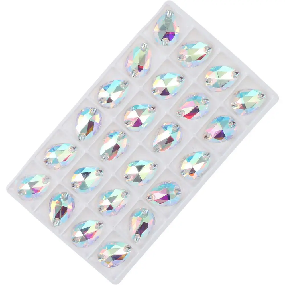 

123 шт., 5 размеров, пришивные стразы, искусственное стекло, граненые, в форме слезы, пришивные стразы