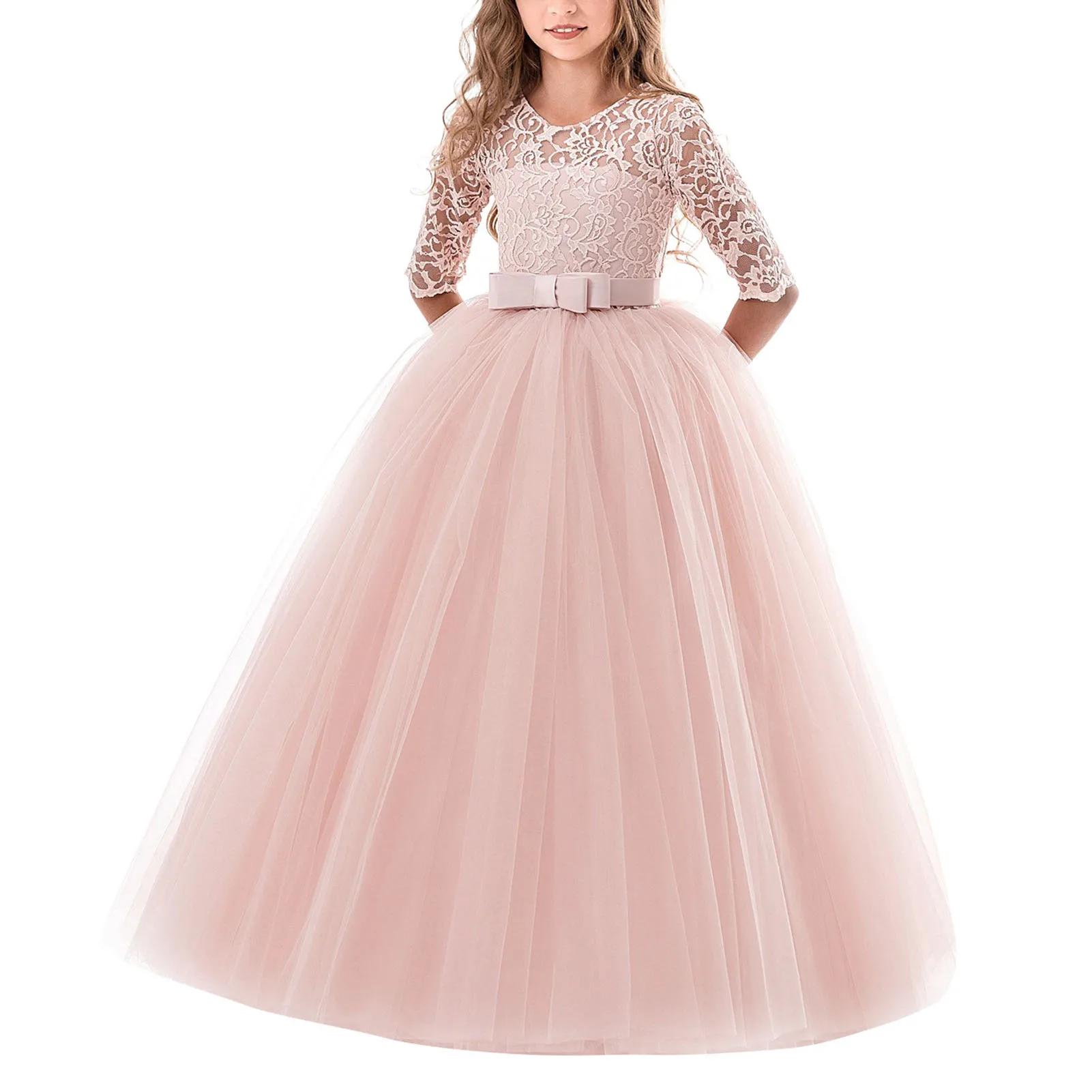 

Children Flower Girl Lace Dress For Kids Wedding Bridesmaid Pageant Party Prom Princess Dresses For Girls Carnival Party Dress