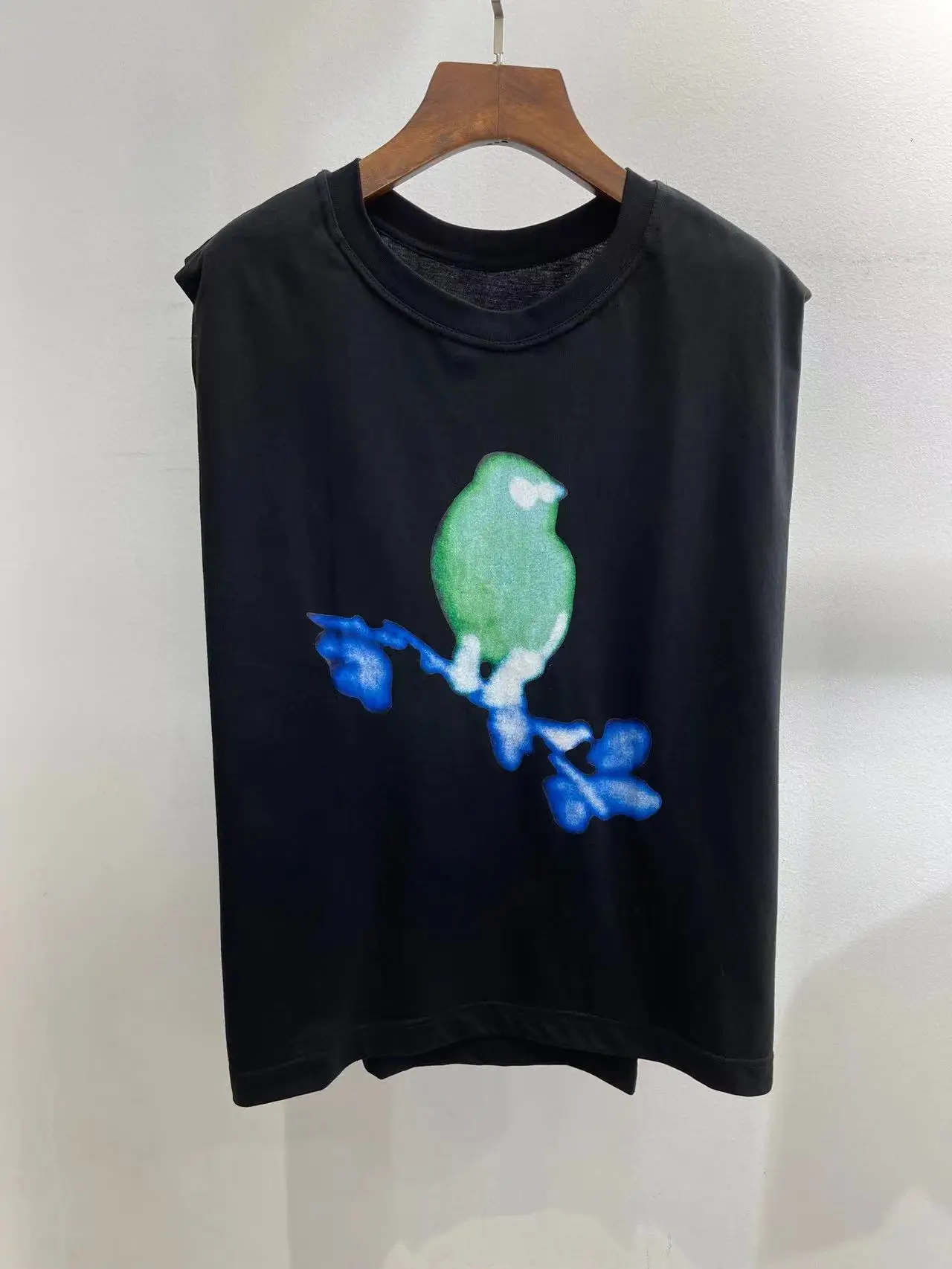 Fyion Sicily Loose T-Shirts 2022 Summer New Fashion Design Women Runway High Quality Vintage Bird Print Casual Black / White Top