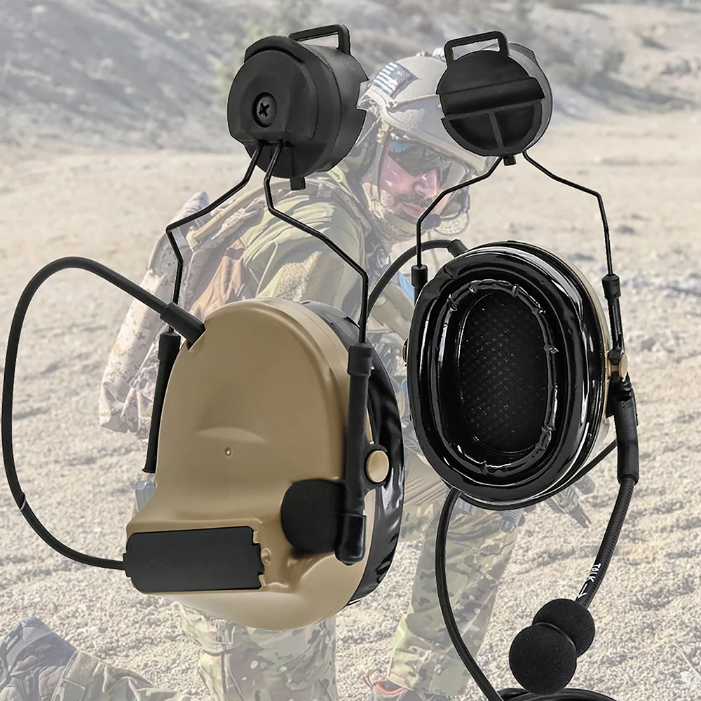 Hearangel Tactical Headset Comtac ii with ARC Rail Adapter Hearing Protection with Gel Ear Pads for Airsoft Sports&Kenwood PTT