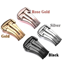 18mm 20mm deployment buckle for omega folding buckle watch strap black rose gold stainless steel butterfly clasp