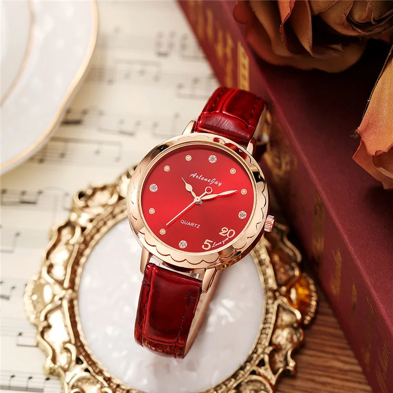 Часы наручные женские кварцевые с кожаным ремешком модные роскошные | Кварцевые