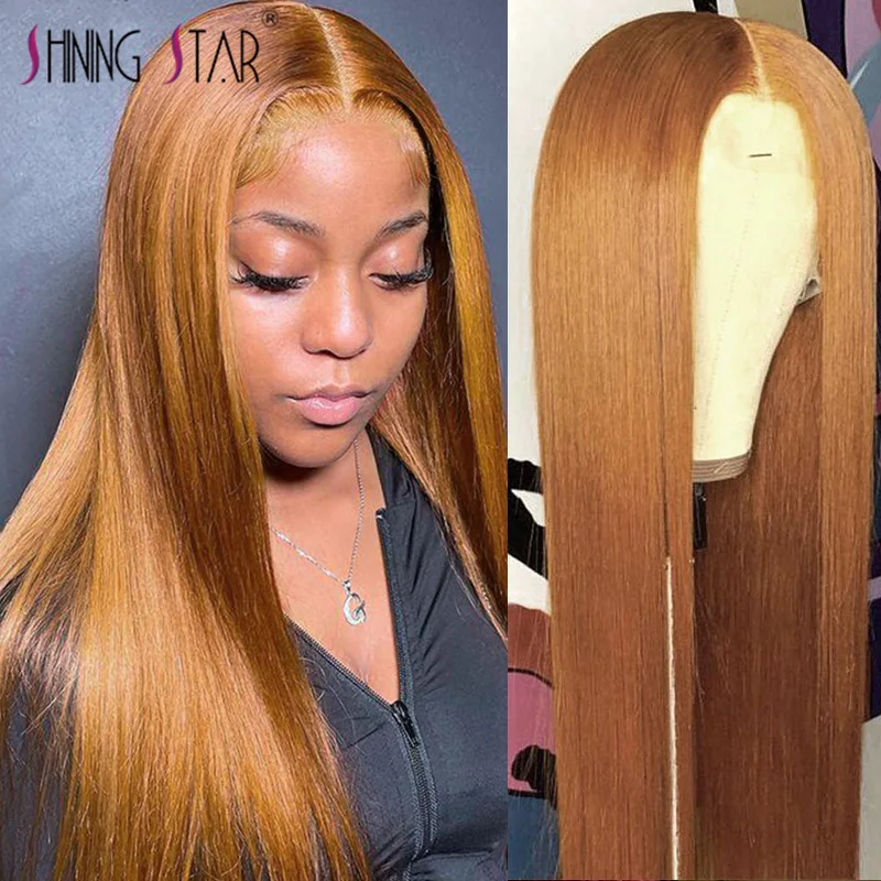 

Straight Human Hair Wigs Ginger 13X4 HD Lace Front Wig Brazilian Honey Blonde Lace Front Wigs For Women Human Hair Brown Wig