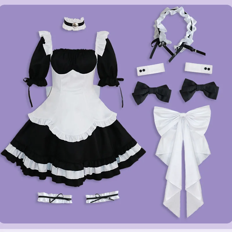 

Anime Nekopara Vanilla Cosplay Costume Maid Dress Headwear and Socks Women Girls Chocola Costumes Ouitfit