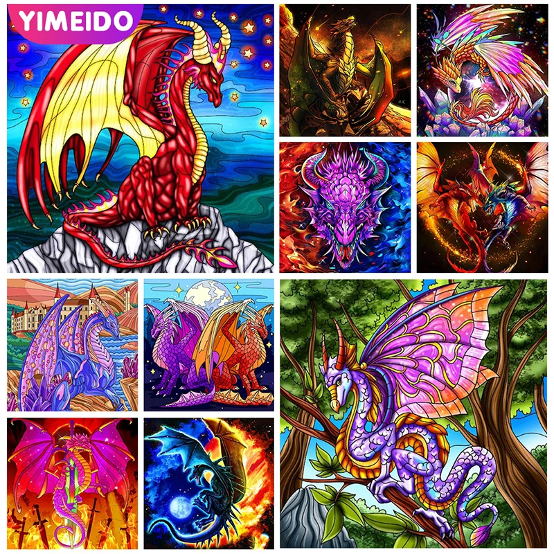 

YIMEIDO AB Diamond Painting Dragon Cartoon Animal Picture 5D Diy Full Diamond Mosaic Embroidery Cross Stitch Art Kits Home Decor