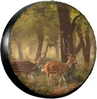 spare tire cover universal tires cover deer in forest car tire cover wheel weatherproof and dust proof uv sun tire cover