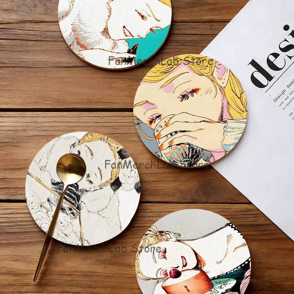 Фото Деревянная подставка V-Veil Emma в стиле аниме для кофейни, бара, семейного ресторана, кафе, декор для дома №1