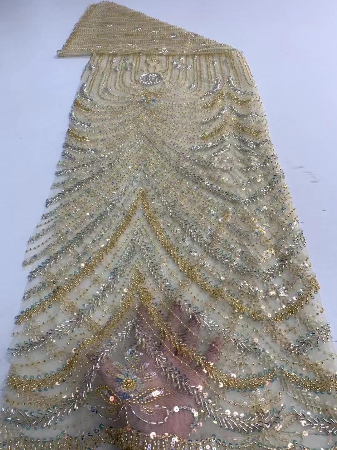 

Золотая ткань, Африканское кружево, 2022 тюль, бисерная кружевная ткань, Высококачественная свадебная кружевная ткань с блестками и бусинами