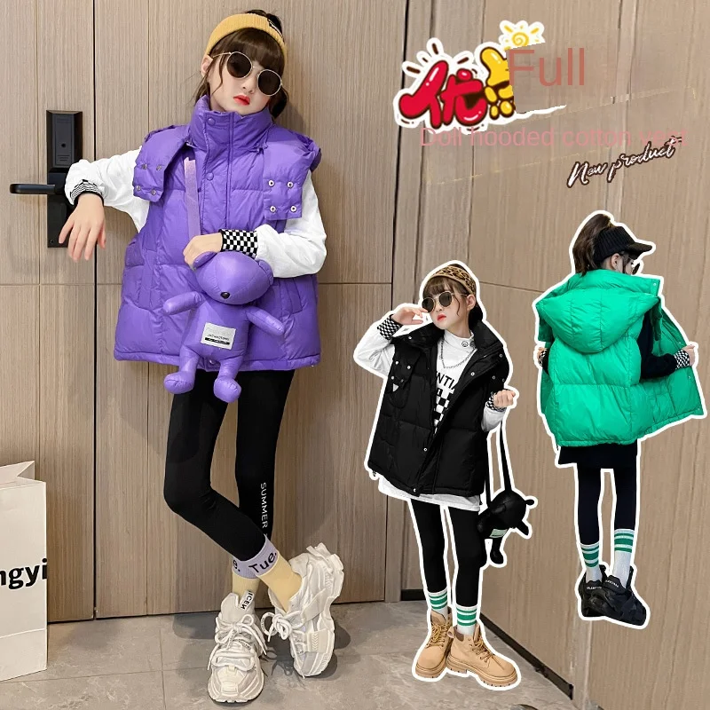 

Girls' vest jacket autumn and winter 2022 new style fashionable children's down cotton vest net red children's clothing trend