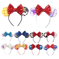 2021 new mickey mouse ear headband 5 bow sequins hair band cute mouse ears headwear beauty party festival accessories for girl