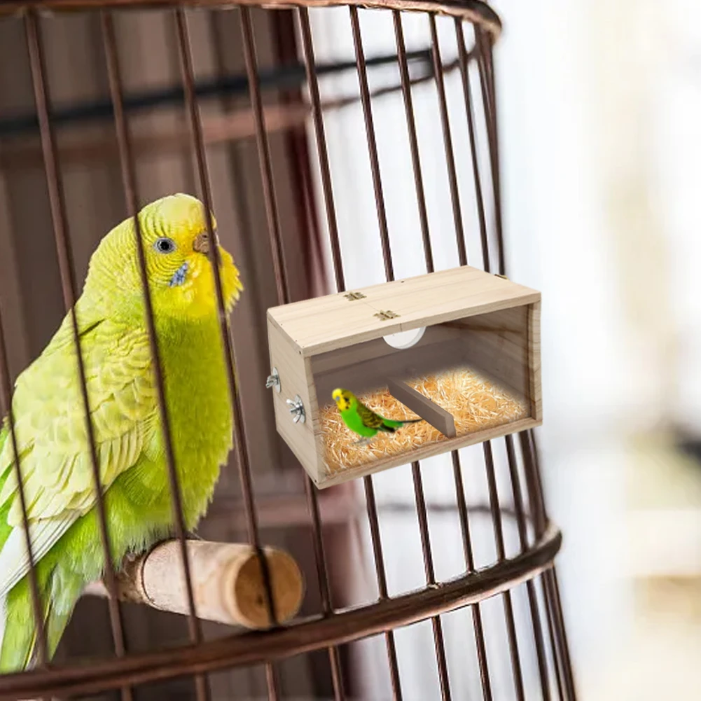 Transparent Parrot Breeding Box with Nest Wooden Bird House for Cockatiel Parakeet accessories Nesting