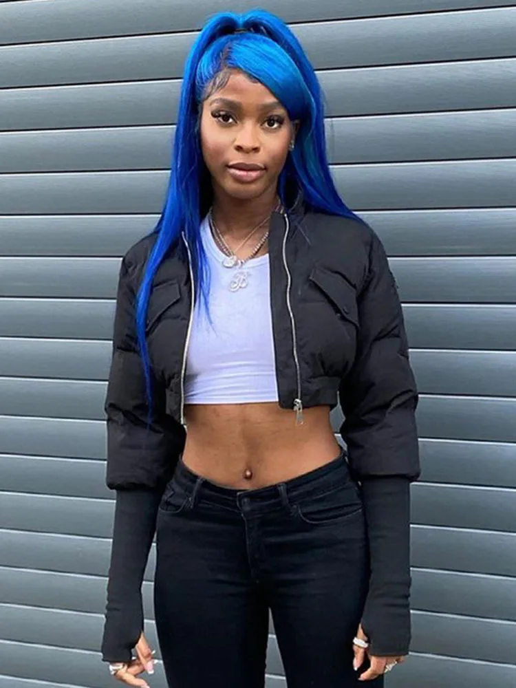 Sifreyr Autumn Winter Parkas Warm Thick Short Down Jackets For Women Fashion Zip Up Long Sleeve Puffer Jacket Y2K Street Clothes