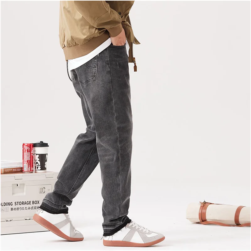 Men Clothing New Pattern Vintage Broad Leg Black Jeans Straight Cylinder Large  Loose Mopping The Floor Trousers Autumn Female
