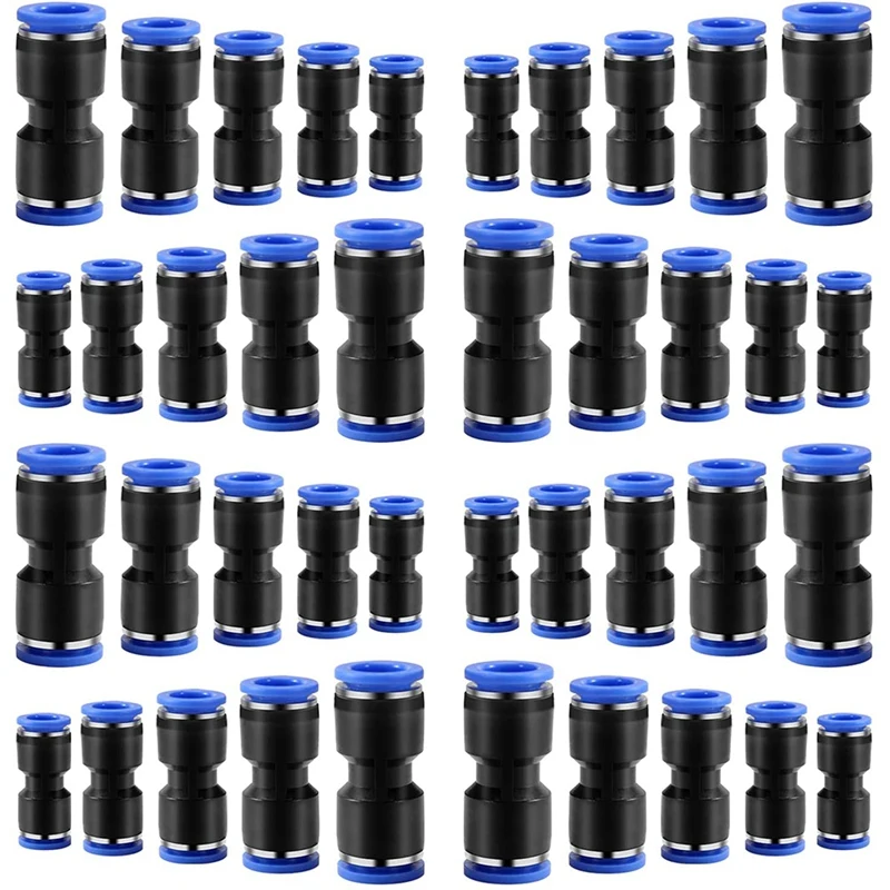 

40 Pcs Straight Push Connectors,Quick Release Pneumatic Air Line Hose Fittings Kit Connector For 4/6/8/10/12Mm OD Tube