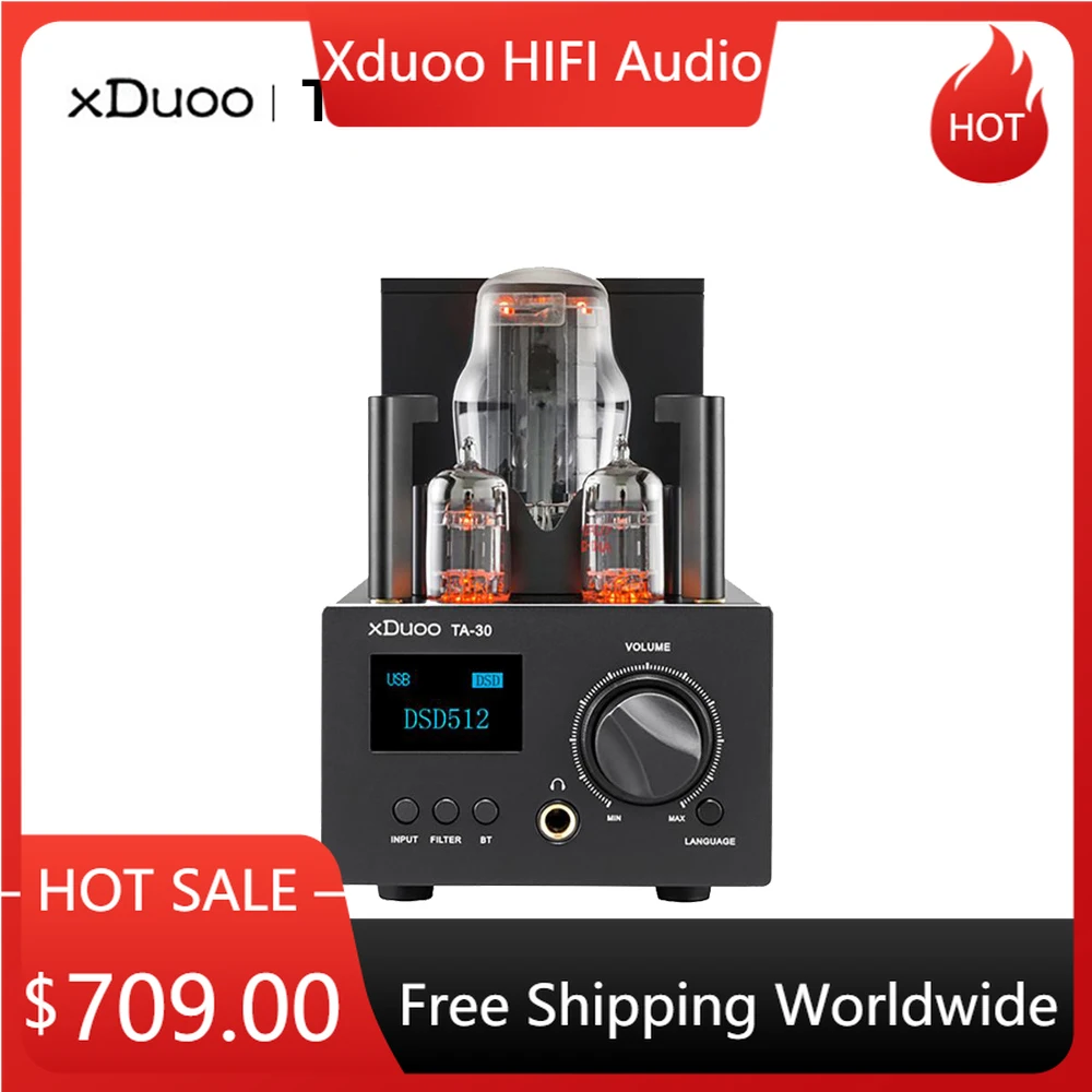 

XDUOO TA-30 USB DAC ES9038Q2M HD Bluetooth High Performance DSD512 DAC Tube Headphone Amplifier