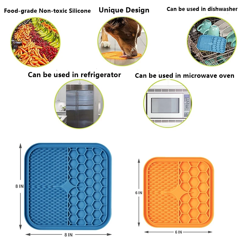 Mat for Pet Dogs Cats Slow Food Bowls Feeding Food Bowl Lick Pad Slow Feeders Puppy Bathing Distraction Pads Silicone Dispenser images - 6