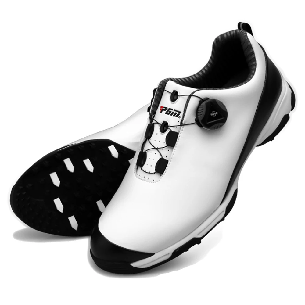 PGM Men Golf Shoes 3D Breathable Groove Anti-Skid Spike Waterproof Quick Lacing Casual Golf Sneakers Sports Training Shoe